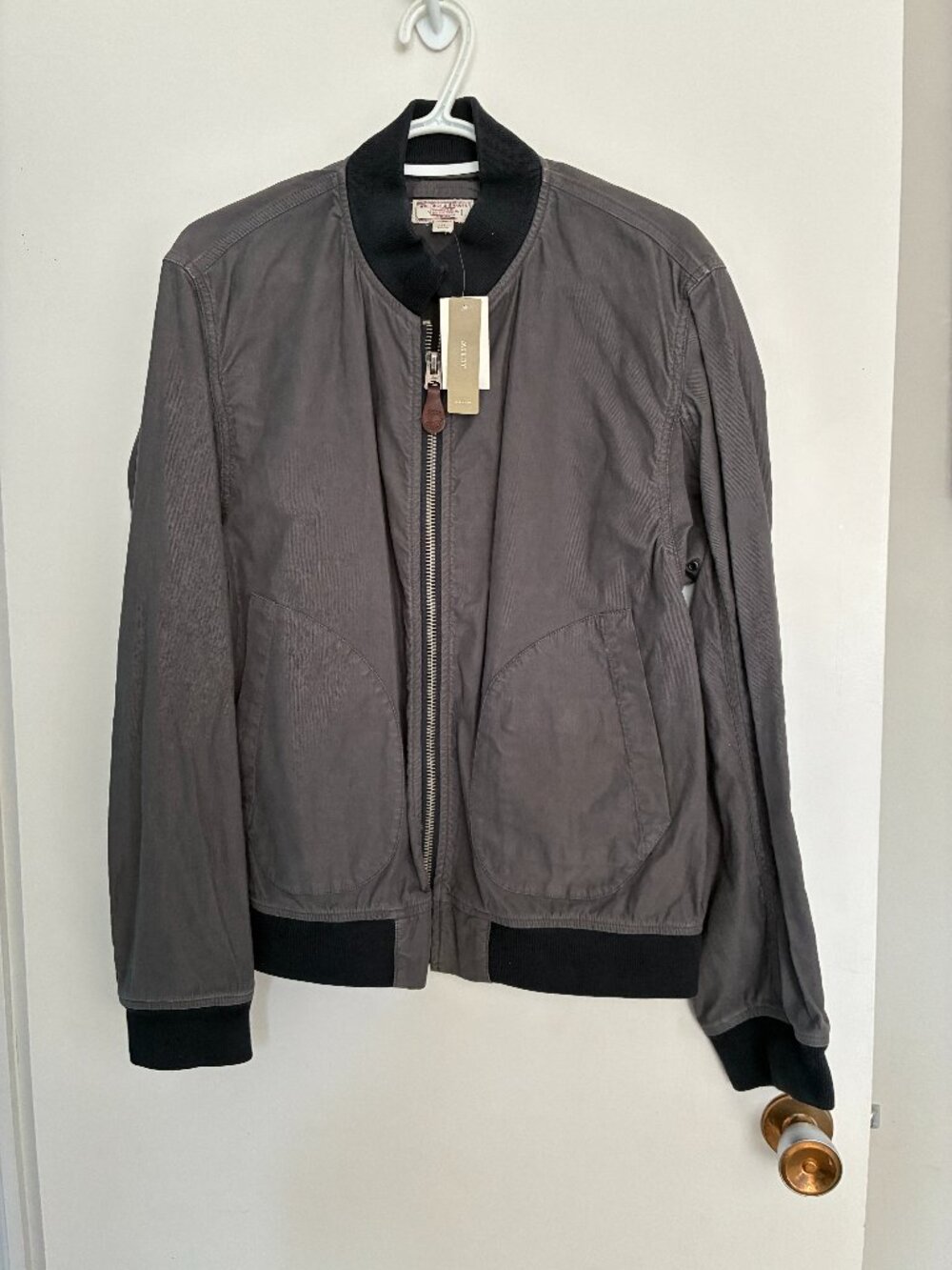 UNISEX Bomber Jacket. NEW w/tags Sz L Wallace & Barnes JCREW. Grey.